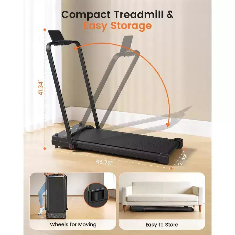 Tapis de course KRISRATE 3-en-1 3,5 CV avec massage des pieds et guidon, tapis de marche compact double face, tapis de course pliable pour la maison et la salle de sport