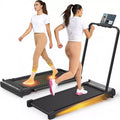 KRISRATE 3-in-1 3.5HP Walking Pad Treadmill w/ Foot Massage & Handle Bar, DualSided Compact Walking Pad, Foldable Treadmill for Home Gym