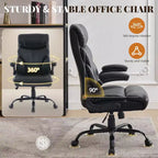 Fauteuil de bureau, fauteuil de direction grande taille 225 kg avec repose-pieds, fauteuil de jeu inclinable en cuir 90-155 degrés