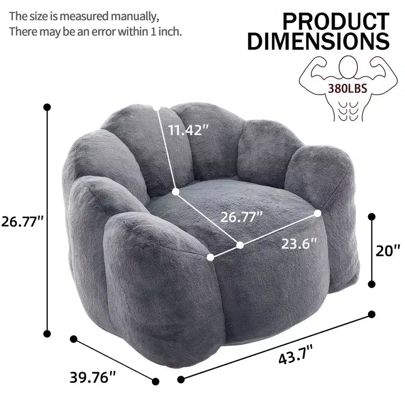 Pouf de compression en forme de lotus avec poignée pour adultes, sans assemblage, facile à déplacer, canapé de sol pour salon et chambre