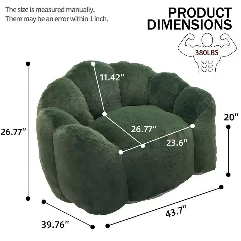 Pouf de compression en forme de lotus avec poignée pour adultes, sans assemblage, facile à déplacer, canapé de sol pour salon et chambre