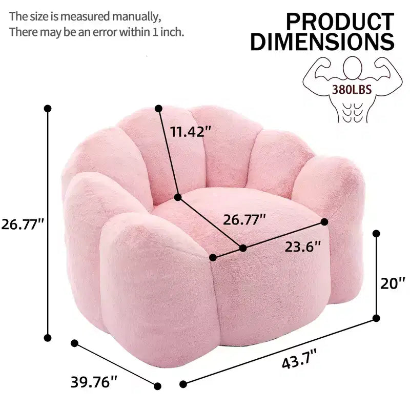 Pouf de compression en forme de lotus avec poignée pour adultes, sans assemblage, facile à déplacer, canapé de sol pour salon et chambre