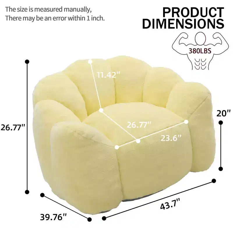 Pouf de compression en forme de lotus avec poignée pour adultes, sans assemblage, facile à déplacer, canapé de sol pour salon et chambre