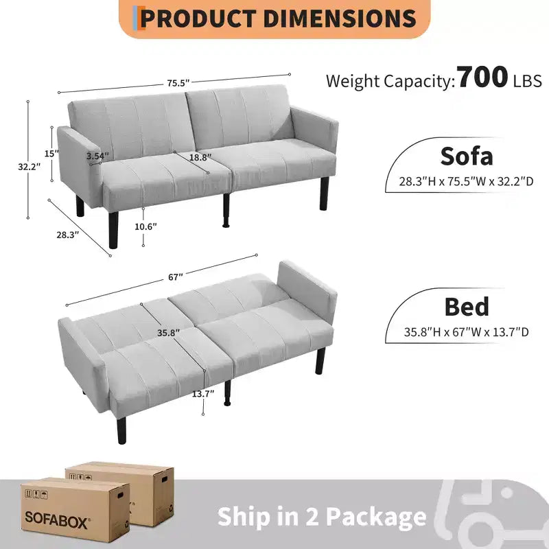 Canapé convertible, Futon inclinable 3 places, Canapé-lit moderne en tissu, Parfait pour le salon, la chambre et l'appartement