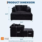 Oversized Chaise Lounge Chair Indoor, Comfy Corduroy Lounge Sofa with Wide Armrest Pads & Throw Pillows, Cozy Sleeper Couch for Living Room