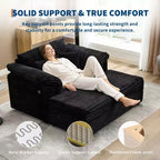 Oversized Chaise Lounge Chair Indoor, Comfy Corduroy Lounge Sofa with Wide Armrest Pads & Throw Pillows, Cozy Sleeper Couch for Living Room
