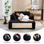 Oversized Chaise Lounge Chair Indoor, Comfy Corduroy Lounge Sofa with Wide Armrest Pads & Throw Pillows, Cozy Sleeper Couch for Living Room