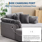 Oversized Chaise Lounge Chair Indoor, Comfy Corduroy Lounge Sofa with Wide Armrest Pads & Throw Pillows, Cozy Sleeper Couch for Living Room