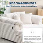 Oversized Chaise Lounge Chair Indoor, Comfy Corduroy Lounge Sofa with Wide Armrest Pads & Throw Pillows, Cozy Sleeper Couch for Living Room