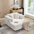 Oversized Chaise Lounge Chair Indoor, Comfy Corduroy Lounge Sofa with Wide Armrest Pads & Throw Pillows, Cozy Sleeper Couch for Living Room