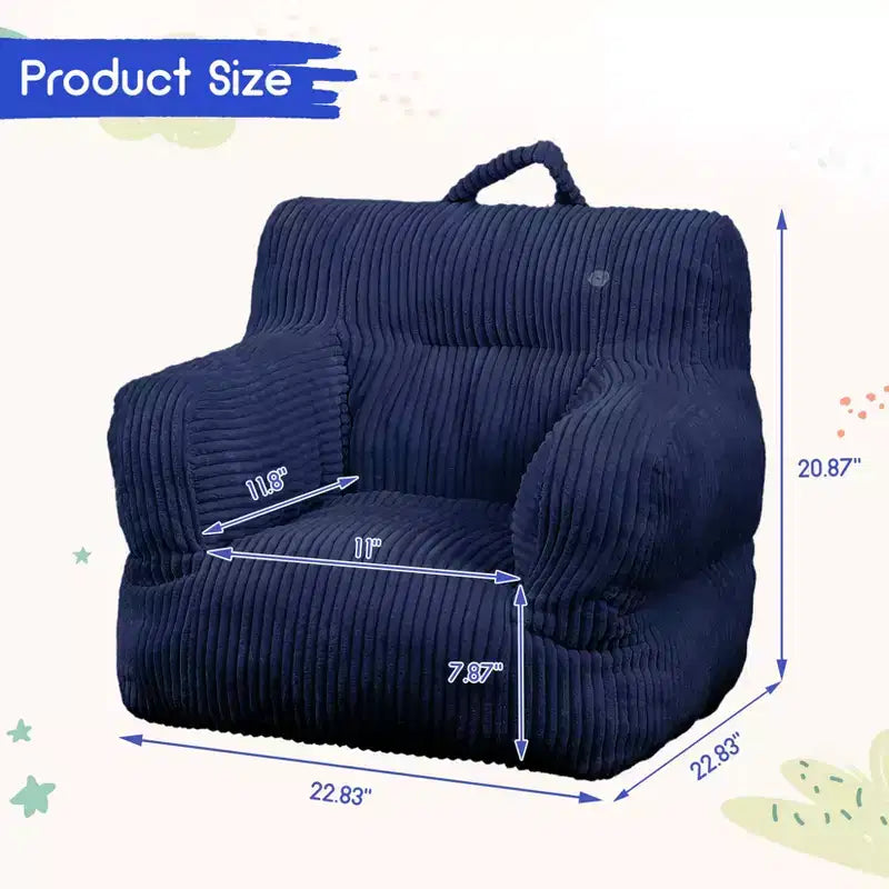 Children's beanbag sofa with memory foam, soft, comfortable and resistant to deformation, suitable for living rooms, bedrooms, and apartments