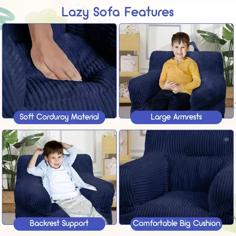 Children's beanbag sofa with memory foam, soft, comfortable and resistant to deformation, suitable for living rooms, bedrooms, and apartments