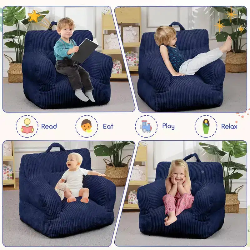 Children's beanbag sofa with memory foam, soft, comfortable and resistant to deformation, suitable for living rooms, bedrooms, and apartments