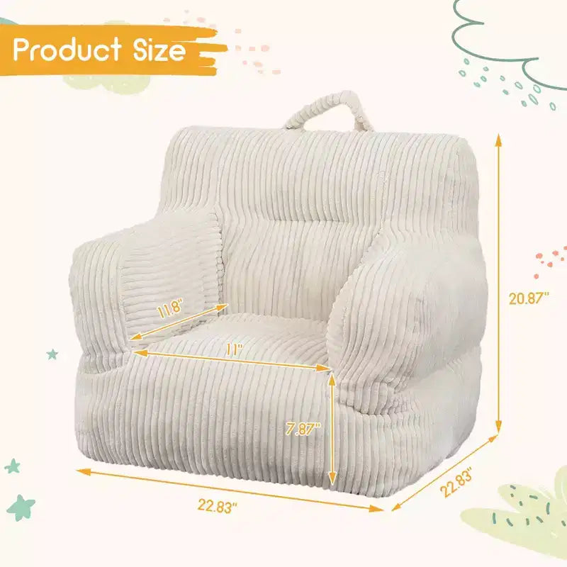Children's beanbag sofa with memory foam, soft, comfortable and resistant to deformation, suitable for living rooms, bedrooms, and apartments