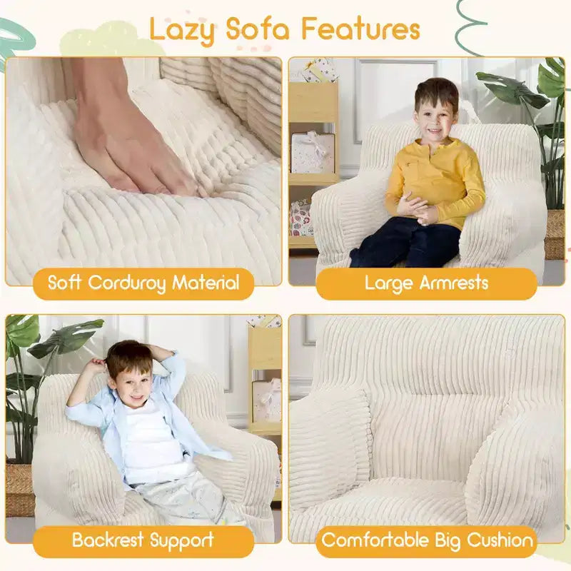 Children's beanbag sofa with memory foam, soft, comfortable and resistant to deformation, suitable for living rooms, bedrooms, and apartments