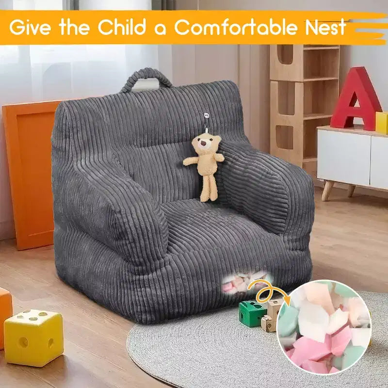Children's beanbag sofa with memory foam, soft, comfortable and resistant to deformation, suitable for living rooms, bedrooms, and apartments
