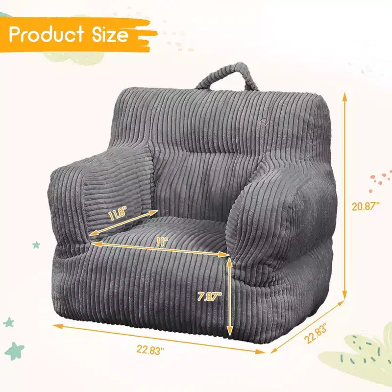 Children's beanbag sofa with memory foam, soft, comfortable and resistant to deformation, suitable for living rooms, bedrooms, and apartments