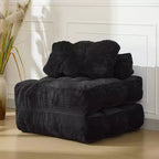 Multifunctional 3-in-1 Convertible Sofa Bed - Button-tufted corduroy fabric, 10mm pitch, foldable sofa bed with pillows, comfortable mattress.