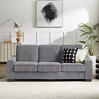 83 Corduroy Three-Seat Sofa with Cup Holders, Plush Modern Cloud Couch for Living Rooms, Compact Apartments, and Office Spaces-Panipeachy