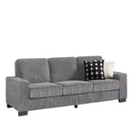 83 Corduroy Three-Seat Sofa with Cup Holders, Plush Modern Cloud Couch for Living Rooms, Compact Apartments, and Office Spaces-Panipeachy