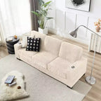 83 Corduroy Three-Seat Sofa with Cup Holders, Plush Modern Cloud Couch for Living Rooms, Compact Apartments, and Office Spaces-Panipeachy