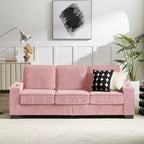 83 Corduroy Three-Seat Sofa with Cup Holders, Plush Modern Cloud Couch for Living Rooms, Compact Apartments, and Office Spaces-Panipeachy