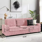 83 Corduroy Three-Seat Sofa with Cup Holders, Plush Modern Cloud Couch for Living Rooms, Compact Apartments, and Office Spaces-Panipeachy