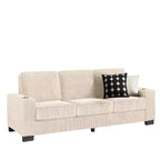 83 Corduroy Three-Seat Sofa with Cup Holders, Plush Modern Cloud Couch for Living Rooms, Compact Apartments, and Office Spaces-Panipeachy