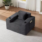 Modern Corduroy Single-Seat Sofa with Cup Holder, Comfy Deep Seat Chair for Compact Living Rooms, Apartments, and Offices-Panipeachy