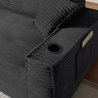 Modern Corduroy Single-Seat Sofa with Cup Holder, Comfy Deep Seat Chair for Compact Living Rooms, Apartments, and Offices-Panipeachy