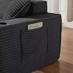 Modern Corduroy Single-Seat Sofa with Cup Holder, Comfy Deep Seat Chair for Compact Living Rooms, Apartments, and Offices-Panipeachy