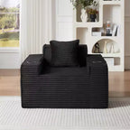 Modern Corduroy Single-Seat Sofa with Cup Holder, Comfy Deep Seat Chair for Compact Living Rooms, Apartments, and Offices-Panipeachy