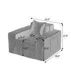 Modern Corduroy Single-Seat Sofa with Cup Holder, Comfy Deep Seat Chair for Compact Living Rooms, Apartments, and Offices-Panipeachy