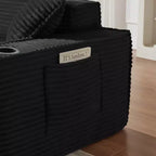 Modern Corduroy Single-Seat Sofa with Cup Holder, Comfy Deep Seat Chair for Compact Living Rooms, Apartments, and Offices-Panipeachy