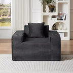 Modern Corduroy Single-Seat Sofa with Cup Holder, Comfy Deep Seat Chair for Compact Living Rooms, Apartments, and Offices-Panipeachy
