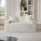 Canapé Loveseat Moderne en Velours Côtelé avec Porte-gobelets, Canapé Nuage Confortable à Assise Profonde, Canapés Sans Structure pour Salons, Appartements et Bureaux-Panipeachy