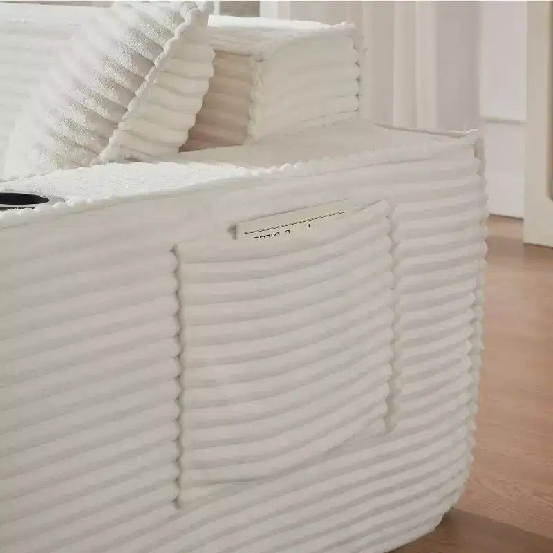 Canapé Loveseat Moderne en Velours Côtelé avec Porte-gobelets, Canapé Nuage Confortable à Assise Profonde, Canapés Sans Structure pour Salons, Appartements et Bureaux-Panipeachy