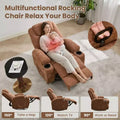 360 Swivel Massage Heating Rocker Recliner Chair with - 21 Wide Overstuffed Linen Recliner - Cup Holders, Side Pocket