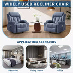 Fauteuil berçant/inclinable extra large pour salon, rotation à 360°, 3 angles d'inclinaison, double porte-gobelets avec poches latérales, canapé une place