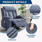 Fauteuil berçant/inclinable extra large pour salon, rotation à 360°, 3 angles d'inclinaison, double porte-gobelets avec poches latérales, canapé une place