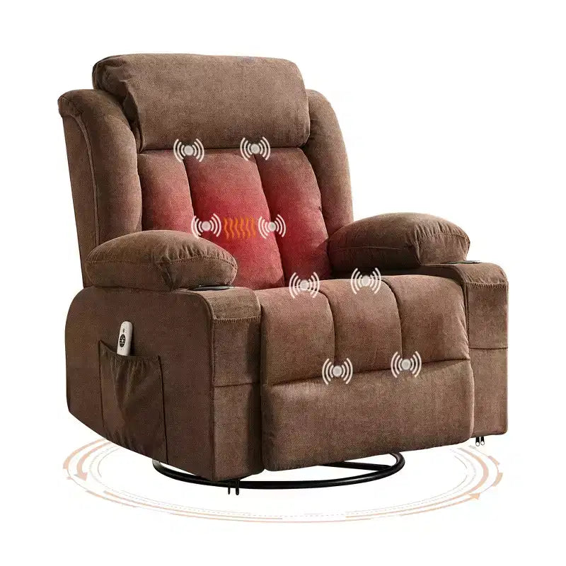 Extra-large rocking chair/recliner for living room  360 rotation, 3 tilt angles, double cup holders with side pockets  single sofa seat