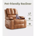 Fauteuil berçant pivotant extra-large avec fonctions chauffantes et massantes, dossier réglable manuellement, soutien ergonomique, deux porte-gobelets