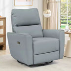 Fauteuil relax pivotant - canapé individuel en similicuir avec accoudoirs incurvés, repose-pieds réglable et dossier rembourré, idéal pour le salon ou la chambre de bébé.