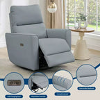 Fauteuil relax pivotant - canapé individuel en similicuir avec accoudoirs incurvés, repose-pieds réglable et dossier rembourré, idéal pour le salon ou la chambre de bébé.