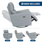 Fauteuil relax pivotant - canapé individuel en similicuir avec accoudoirs incurvés, repose-pieds réglable et dossier rembourré, idéal pour le salon ou la chambre de bébé.