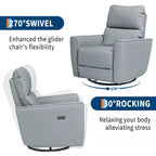 Fauteuil relax pivotant - canapé individuel en similicuir avec accoudoirs incurvés, repose-pieds réglable et dossier rembourré, idéal pour le salon ou la chambre de bébé.