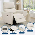 Fauteuil relax pivotant - canapé individuel en similicuir avec accoudoirs incurvés, repose-pieds réglable et dossier rembourré, idéal pour le salon ou la chambre de bébé.