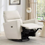 Fauteuil relax pivotant - canapé individuel en similicuir avec accoudoirs incurvés, repose-pieds réglable et dossier rembourré, idéal pour le salon ou la chambre de bébé.