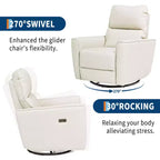 Fauteuil relax pivotant - canapé individuel en similicuir avec accoudoirs incurvés, repose-pieds réglable et dossier rembourré, idéal pour le salon ou la chambre de bébé.