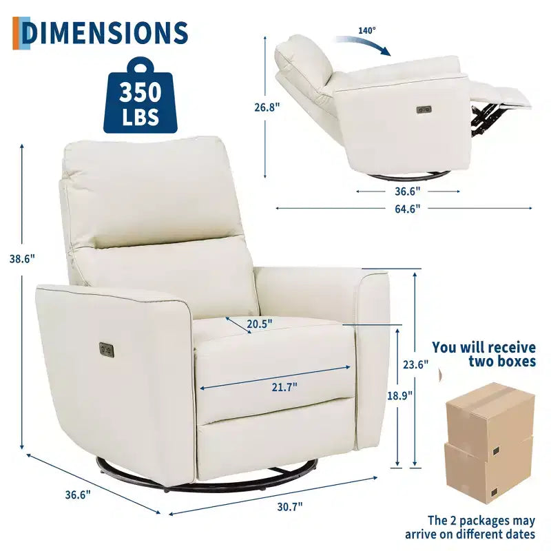 Fauteuil relax pivotant - canapé individuel en similicuir avec accoudoirs incurvés, repose-pieds réglable et dossier rembourré, idéal pour le salon ou la chambre de bébé.